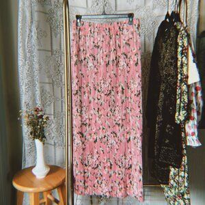 Ashley Blue Pleated Floral Maxi Skirt - Size M
